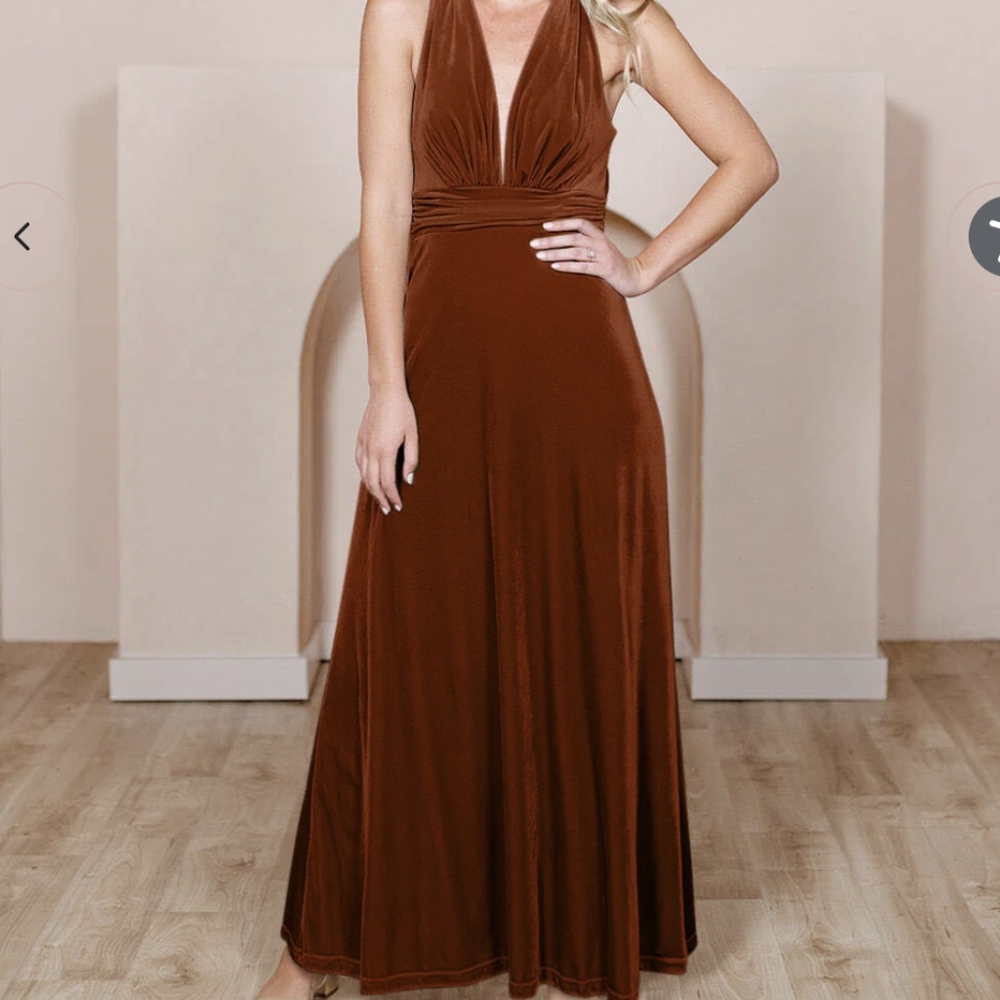 Revelry Dylan Velvet Dress - Rust, Size 8